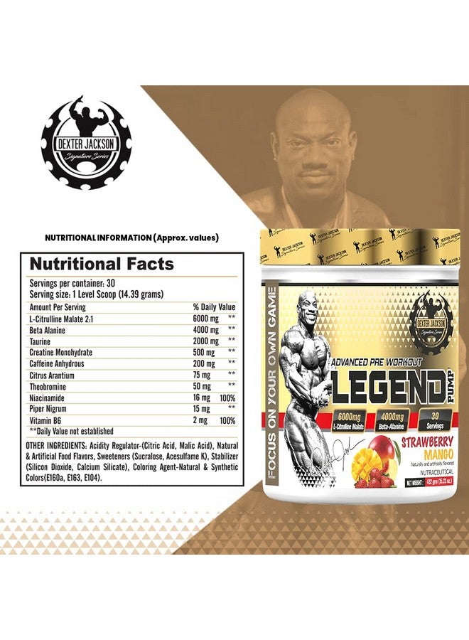 DEXTER JACKSON ديكستر جاكسون ليجند بومب قبل التمرين - نكهة الفراولة والمانجو | تركيبة متقدمة | 432غ، 30 حصة - Image 5