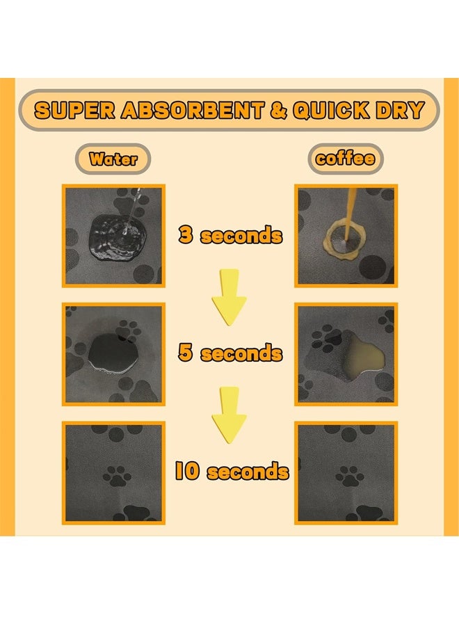 Aikenn 30×40cm Pet Feeding Mat Dog Food Mat-Absorbent Dog Mat for Food and Water, No Stains Quick Dry Cat Food Bowl Mat with Footprints for Messy Drinkers,Grey - Image 3