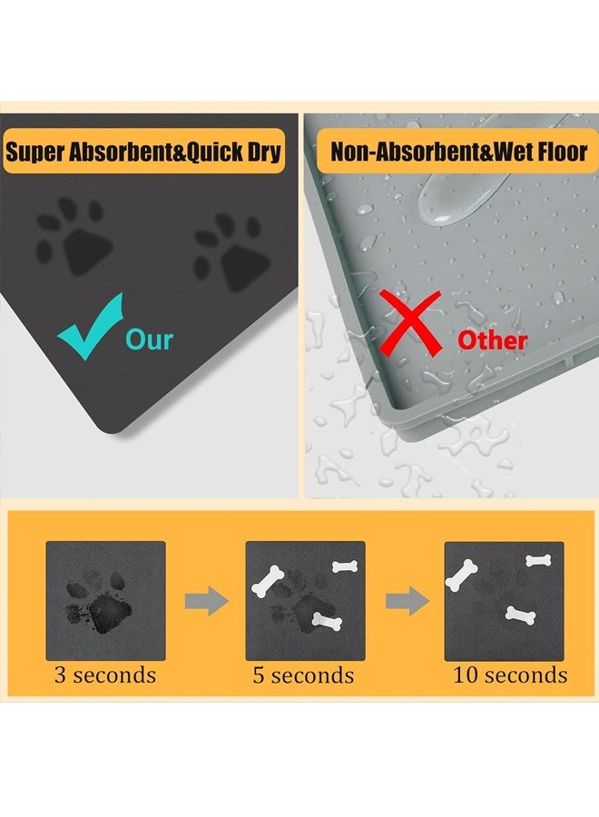 Aikenn 30×40cm Pet Feeding Mat Dog Food Mat-Absorbent Dog Mat for Food and Water, No Stains Quick Dry Cat Food Bowl Mat with Footprints for Messy Drinkers,Grey - Image 5