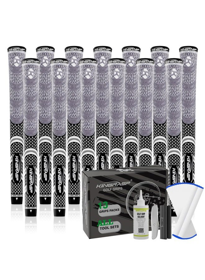 KINGRASP Premium Rubber Golf Grips 13 Pack, Anti-Slip，Super Stability,Cord Rubber, Golf Club Grips,Standard/Mid Size/Oversize, 13 Grips with All Kits - Image 1
