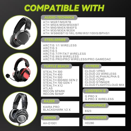 Aurivor Replacement Ear Pads Cushions for Audio-Technica ATH MSR-7, Headset Earpads Covers for M50X M40X M30X M20X, HyperX Cloud, SteelSeries Arctis 1 3 5 7 9 9X Pro Prime, Stealth 600, and More - Image 3