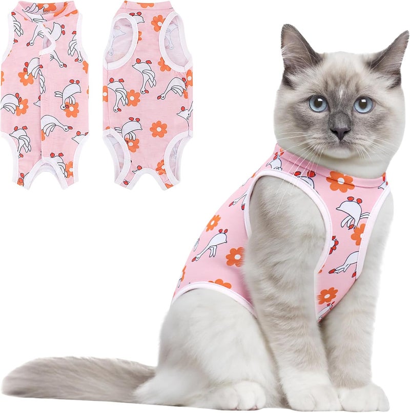 Coppthinktu Cat Recovery Suit Female Cats Onesie for Cats, Breathable Cat Surgery Suit for Surgical Abdominal Wounds Skin Diseases, Cute Kitten Spay Recovery Suit E-Collar Alternative Anti Licking - Image 1