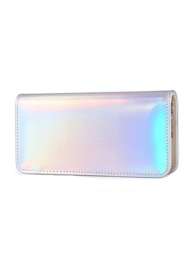 YAIRYANGTZE Hologram Slim Pu Leather Wallet With Zipper Long Clutch Wallet Purse For Women (Silver) - Image 1