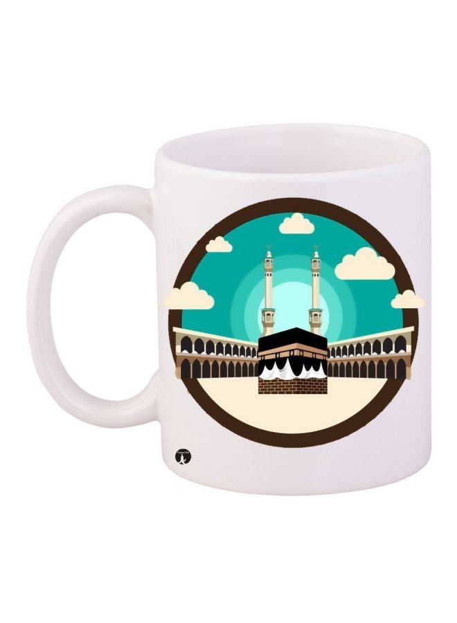 RYN Mecca Printed Coffee Mug White/Beige/Blue 11ounce