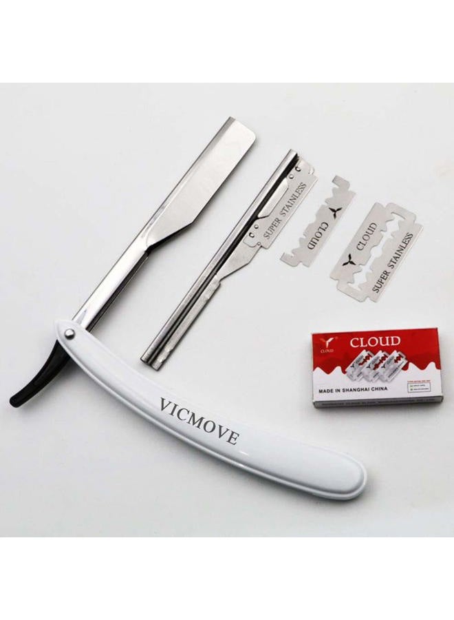 VICMOVE Professional Barber Straight Edge Razor Safety with 20-Pack Derby Blades - 100 Percent Stainless Steel - by (1 Razor + 20 Blades) - Image 3