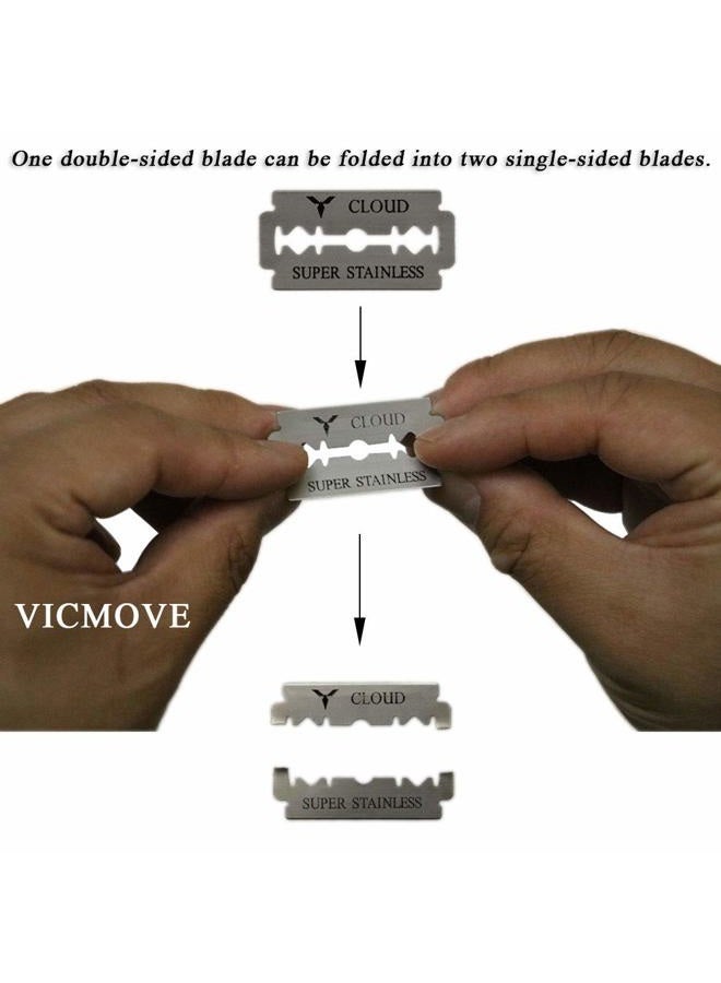 VICMOVE Professional Barber Straight Edge Razor Safety with 20-Pack Derby Blades - 100 Percent Stainless Steel - by (1 Razor + 20 Blades) - Image 4