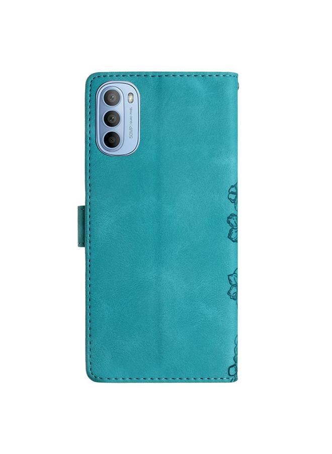 S-TOP Case For Motorola Moto G31 / G41 Cherry Blossom Butterfly Skin Feel Embossed PU Phone Case - Image 3