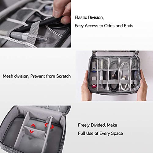 ZEBROC Waterproof Travel Electronic Gadget Organizer Case, Portable Zippered External Hard Drive Pouch for Data Cables, Chargers, Power Bank, Adapters, Phone, Plugs, Memory Card, USB - Image 4