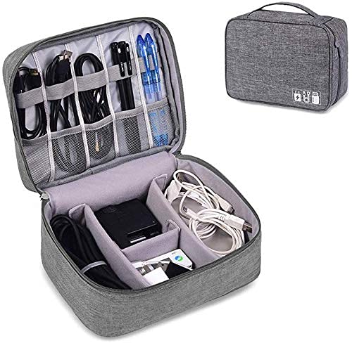 ZEBROC Waterproof Travel Electronic Gadget Organizer Case, Portable Zippered External Hard Drive Pouch for Data Cables, Chargers, Power Bank, Adapters, Phone, Plugs, Memory Card, USB - Image 1