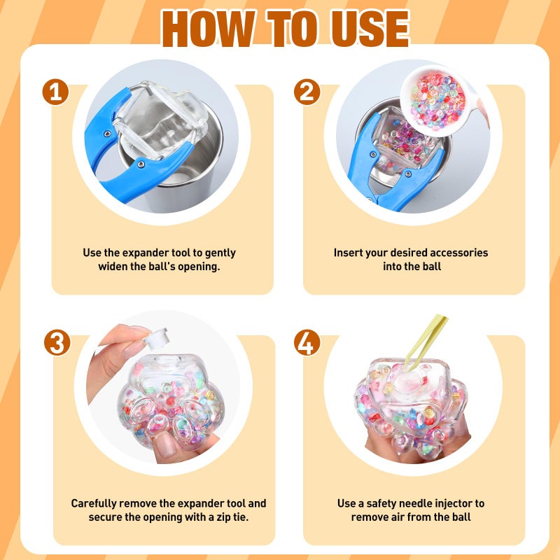 Simgoing 24 Pcs DIY Stress Ball Making Kit, Blank Stress Pressure Ball Skin Kit with Vacuum Evacuating Device & Expander Tool Make Your Own Fidget Pressure Balls for Adults (Cat Paw) - Image 3