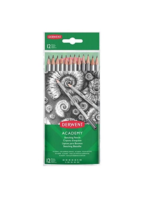 Derwent Academy Graphite Sketching pencils, Wallet, 12 Count (2300412)