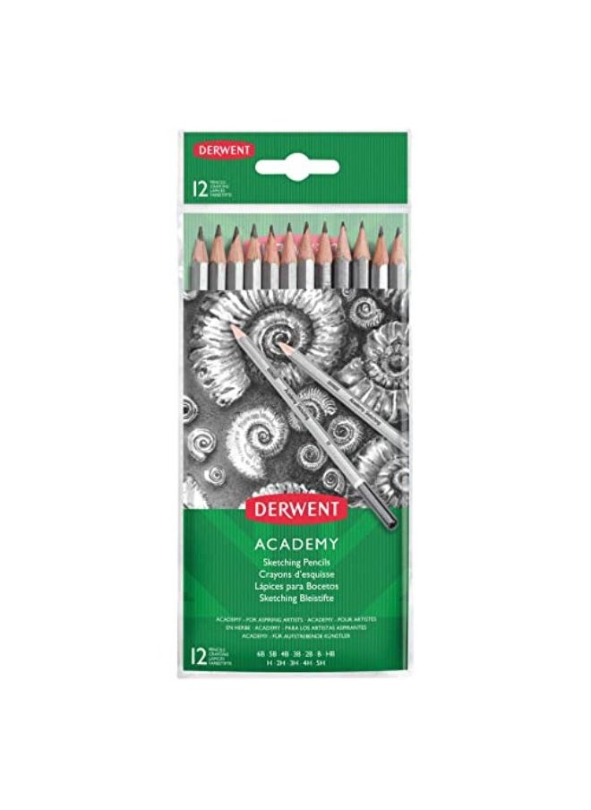 Derwent - Derwent Academy Graphite Sketching pencils, Wallet, 12 Count (2300412) - Image 1