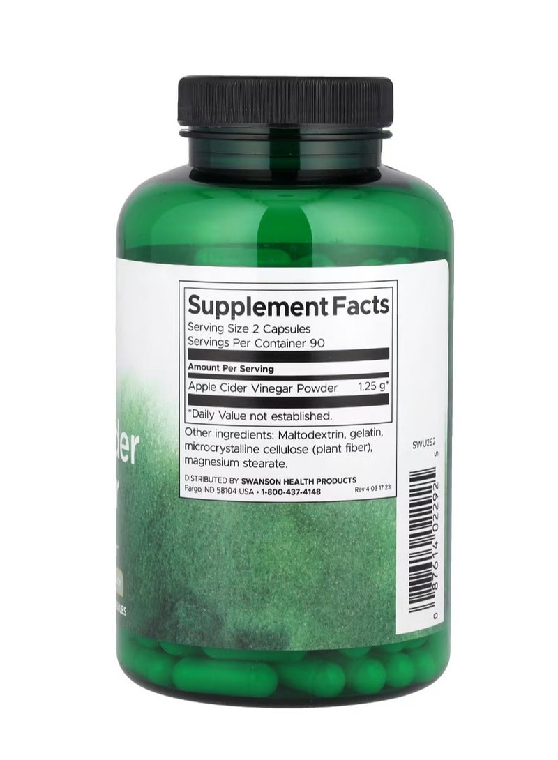 سوانسون خل التفاح عالي الفعالية 625 ملجم 180 كبسولة - Image 2