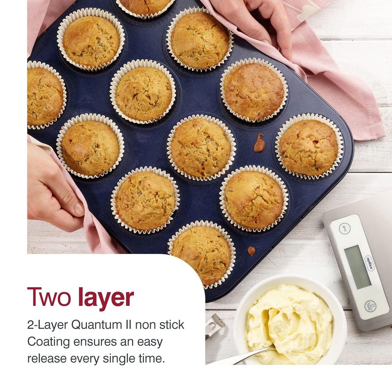 Zyliss NonStick 12 Hole Muffin Tin for thinKitchen Carbon Steel Dark Blue Baking TinsYorkshire PuddingsMini CakeSmall Cakes Dishwasher Safe 5 Year Guarantee - Image 4