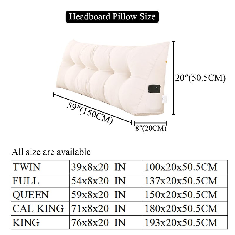 SAMTY Triangular Queen Size Wedge Pillow headboard for Couch Large headboard Pillow with Removable Cover Back Rest Pillows for Sitting up in Bed - Image 2
