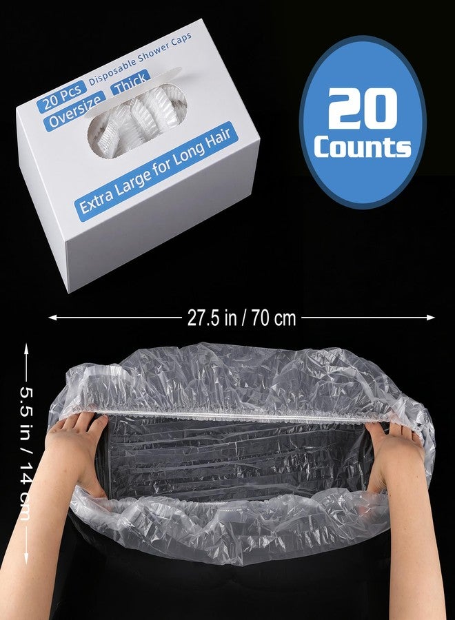 ONEYIM [20 Pcs] Extra Large Disposable Shower Caps - Oversize & Jumbo Plastic Shower Caps for Voluminous Hair, Long Thick Curly Hair, XXL - Image 2