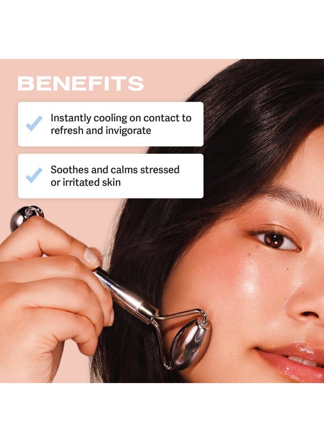 Sacheu Stainless Steel Face Roller Skin Care and Lymphatic Drainage. Cooling Metal Roller for Puffiness, Wrinkles, and Face Lifting. Dual-Sided Facial and Eye Massager, Includes Travel Pouch  - Image 5