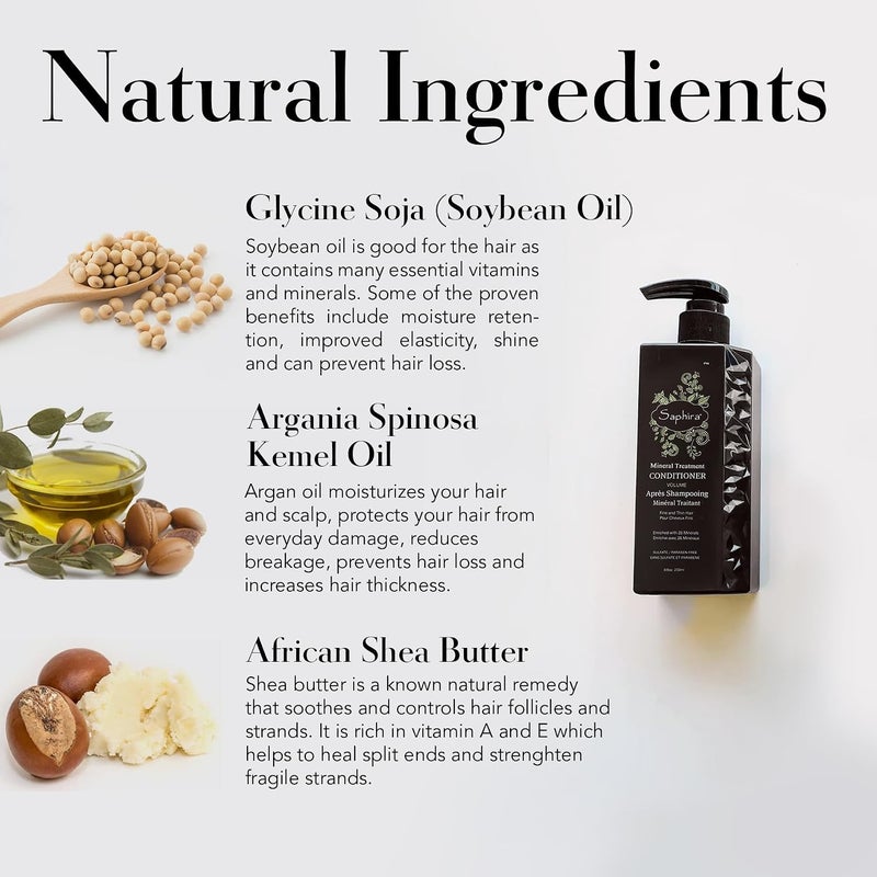 Saphira Mineral Treatment Conditioner for Fine Thin and ColorTreated Hair SulfateFree ParabenFree Softens and Volumizes Delicate Damaged or Chemically Treated Hair 1L - Image 2