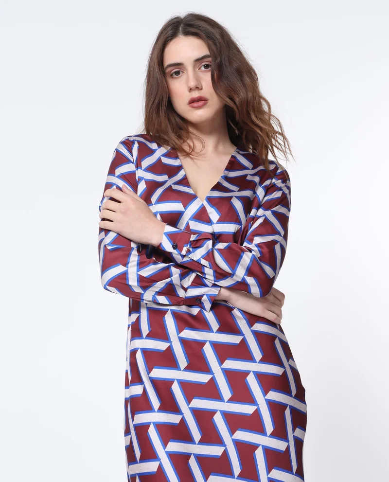 ريريزم Women's Contemporary Geometry Maxi Dress