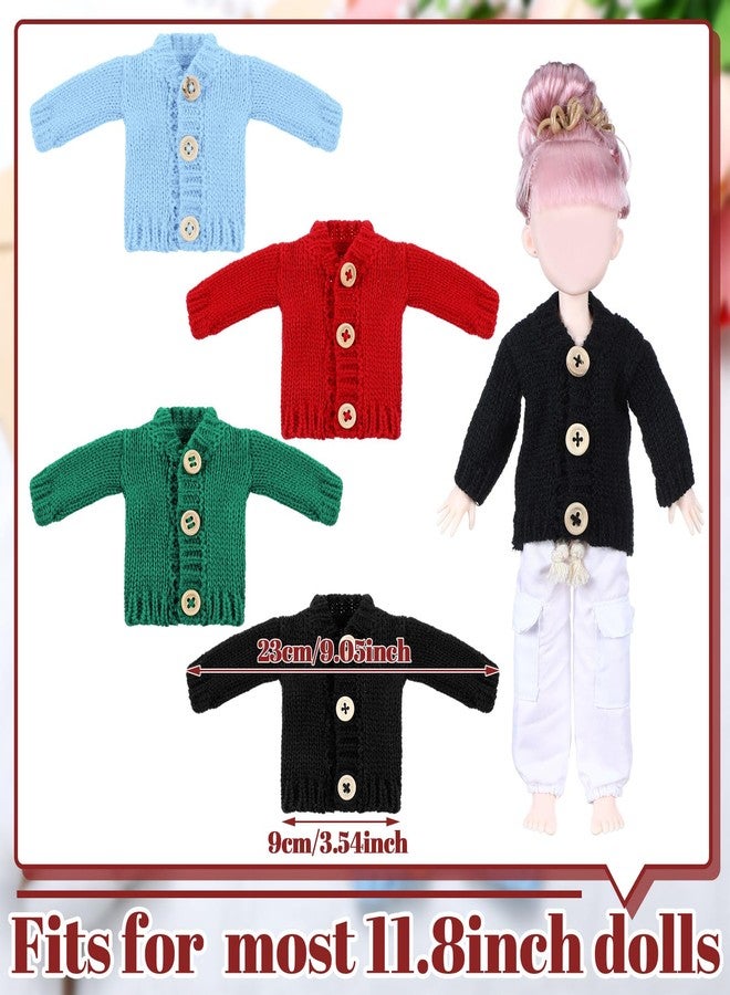 Bencailor 4 Pcs 11.5 Inch Doll Clothes Spring Sweater Hoodie 11.5 Inch Doll Accessories Sweater Set Clothing Decor(Classic Color) - Image 3