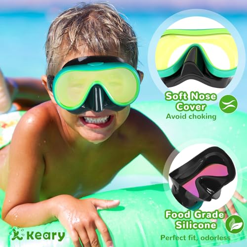 Keary Kids Swim Goggles with Nose Cover Swimming Goggles for Kids 6-14 8-12 Age 4-7 3-6 3-5 Swim Mask for Toddler Boys Girls Youth Child Anti Fog UV Protection Pool Water Glasses Underwater Goggles - Image 3