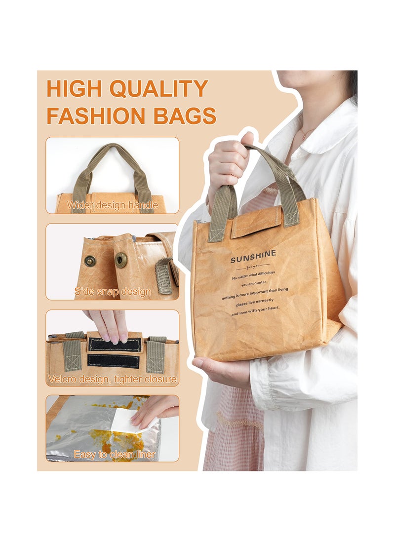 SYOSI Insulated Lunch Bag, Women Reusable Lunch Bag, Lightweight Tyvek Insulated Lunch box Lunch Tote for Office Work Picnic Travel, Lightweight and Water-Resistant, Easy to Clean Beige Lunch Bag  - Image 2