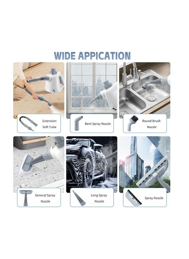 Joshberg - Handheld Steam Cleaner with 9-Pieces Accessories,1000W High Pressure Temperature Steam Cleaner,247cm Power Cord,250ML Tank for Car, Grout, Kitchen, Furniture - Image 1