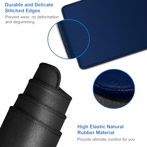 Naukay Large Mouse Pad, 31.5x15.7 inch Large Extended Computer Keyboard Mouse Mat, Water Resist Non-Slip Mousepad Rubber Base Long XXL Desk Mouse Pad for Work & Gaming, Office & Home, Dark Blue - Image 5