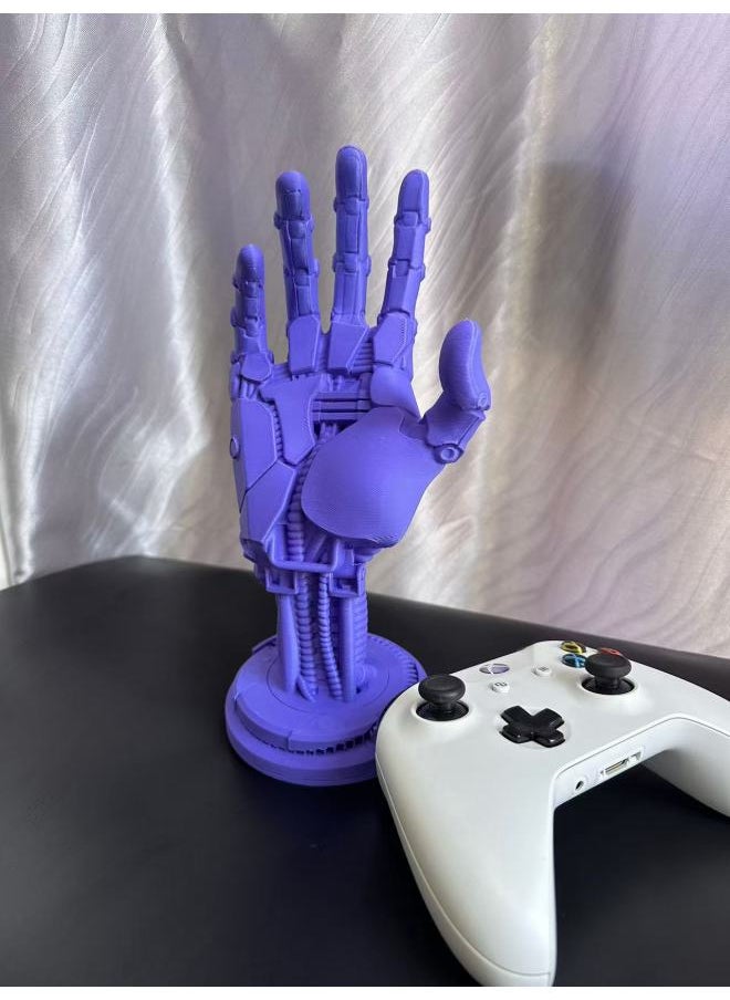 Cyberpunk Manipulator Handle Bracket 2077 Johnny Silver Hand Surrounding XBOX PS4/5 Handle Round Bottom Ornaments-Color:Matte Purple-Specifications:Right Hand Round Bottom