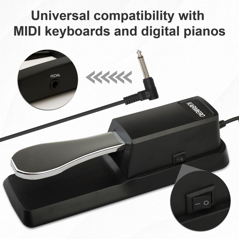 karmiero Sustain Pedal for Keyboard Universal, Premium Sustain Pedal, Piano Pedal for Keyboard with Polarity Switch for MIDI Keyboards, Digital Pianos, Yamaha, Casio and More, 1/4'' Input Plug by karmiero - Image 4