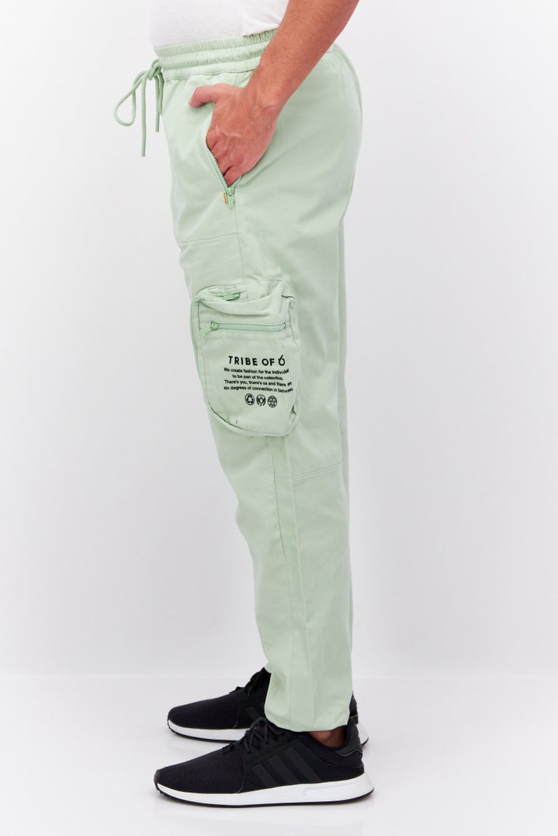 TRIBE OF 6 Men Sportswear Fit Outdoor Cargo Pants, Mint Green - Image 2