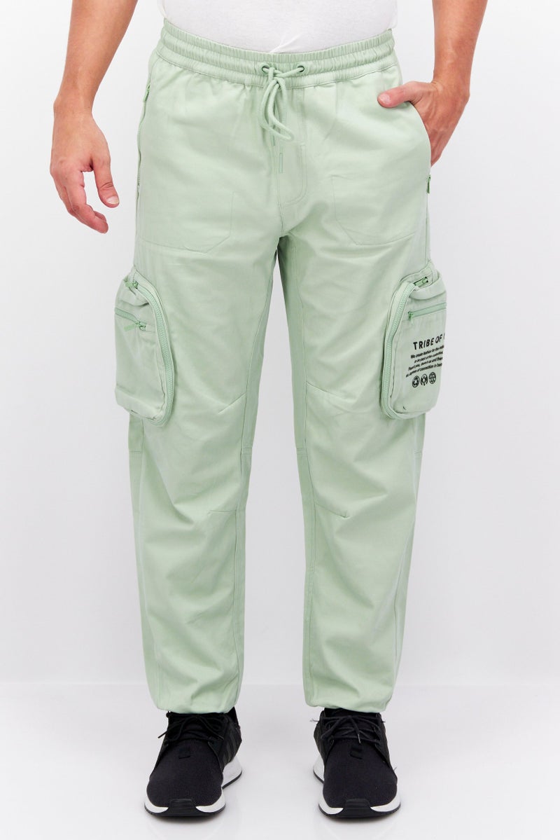 TRIBE OF 6 Men Sportswear Fit Outdoor Cargo Pants, Mint Green - Image 1