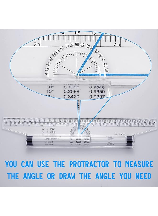erorex 2 Pieces Plastic Measuring Rolling Ruler Drawing Roller Ruler Parallel Ruler Multifunctional Drawing Design Ruler For Measuring Drafting Student School And Office 6 Inch 12 Inch - Image 4
