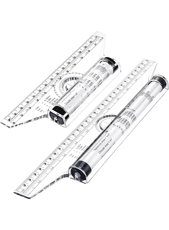 erorex 2 Pieces Plastic Measuring Rolling Ruler Drawing Roller Ruler Parallel Ruler Multifunctional Drawing Design Ruler For Measuring Drafting Student School And Office 6 Inch 12 Inch - Image 1