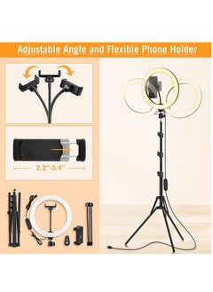 Generic 12 inch Ring Light with Floor Tripod and Desk Stand (Ring light 74" Tall), LED Fill Light with Phone Holder, for Photo Selfie, Video Recording, Meeting  - Image 4