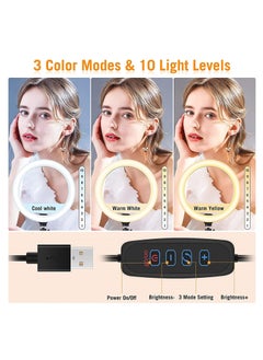 Generic 12 inch Ring Light with Floor Tripod and Desk Stand (Ring light 74" Tall), LED Fill Light with Phone Holder, for Photo Selfie, Video Recording, Meeting  - Image 2