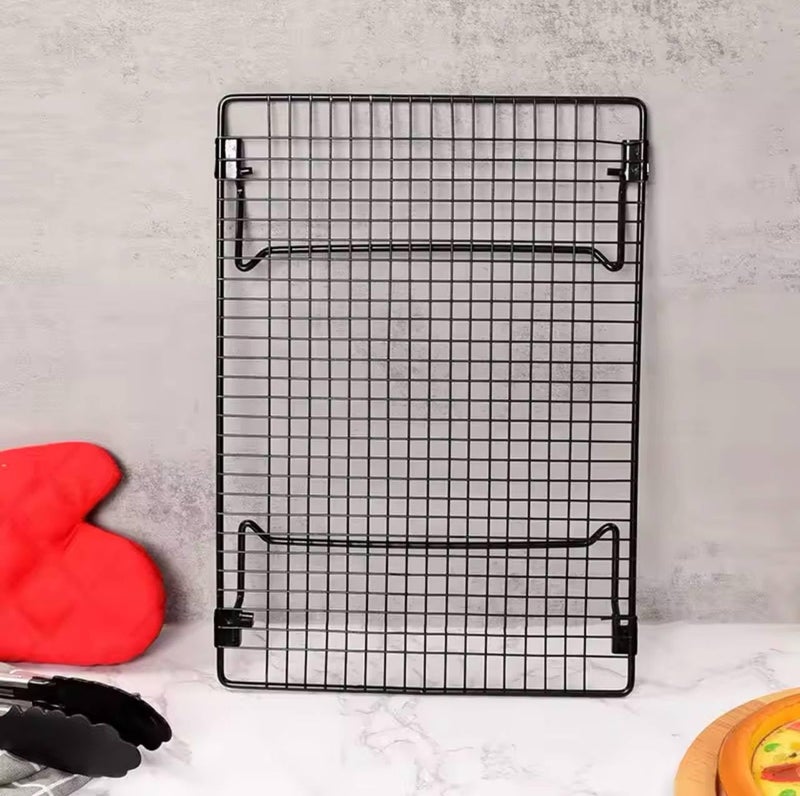 Multi Purpose Rectangular Cooling Rack, Stainless Steel Baking Rack for Cakes, Pastries, Bread and Crispy Chicken with Foldable Legs (One pack) - Image 3