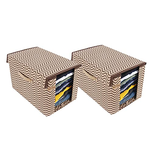 SHREY CREATION Printed Shirt Stacker/Cloth Storage Foldable Wardrobe/closet Organizer With Handle and Lid For T-shirts,Shirts & Clothes Cover (Pack Of 2) - Image 1
