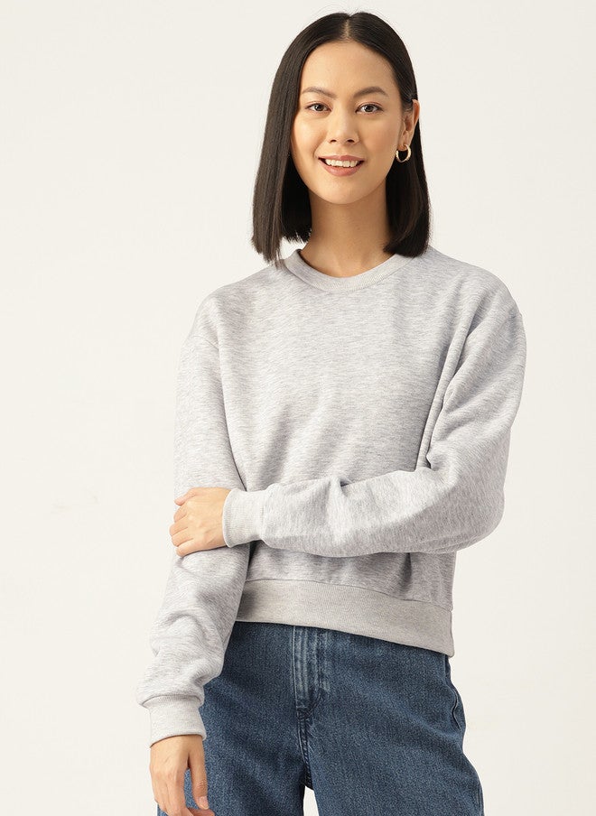 Rue Collection Solid Grey Sweatshirt for Women - Image 1