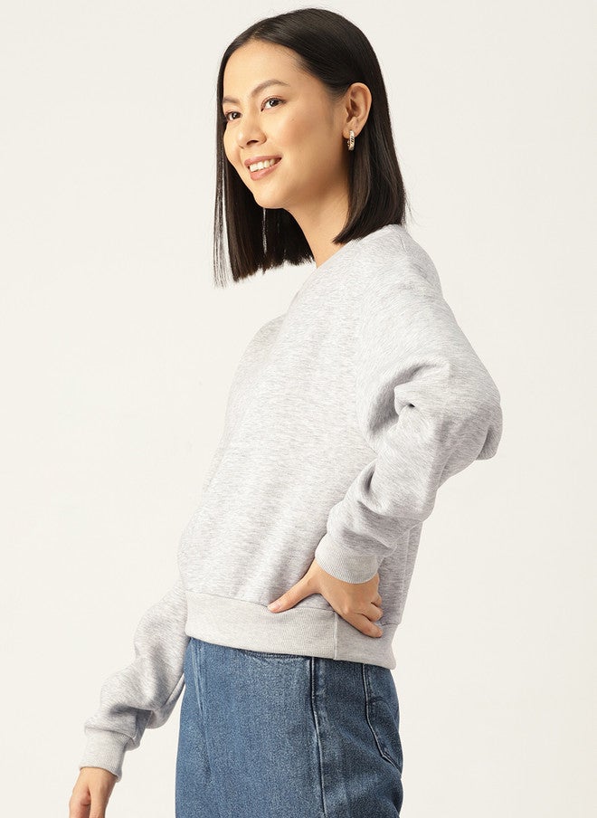 Rue Collection Solid Grey Sweatshirt for Women - Image 3