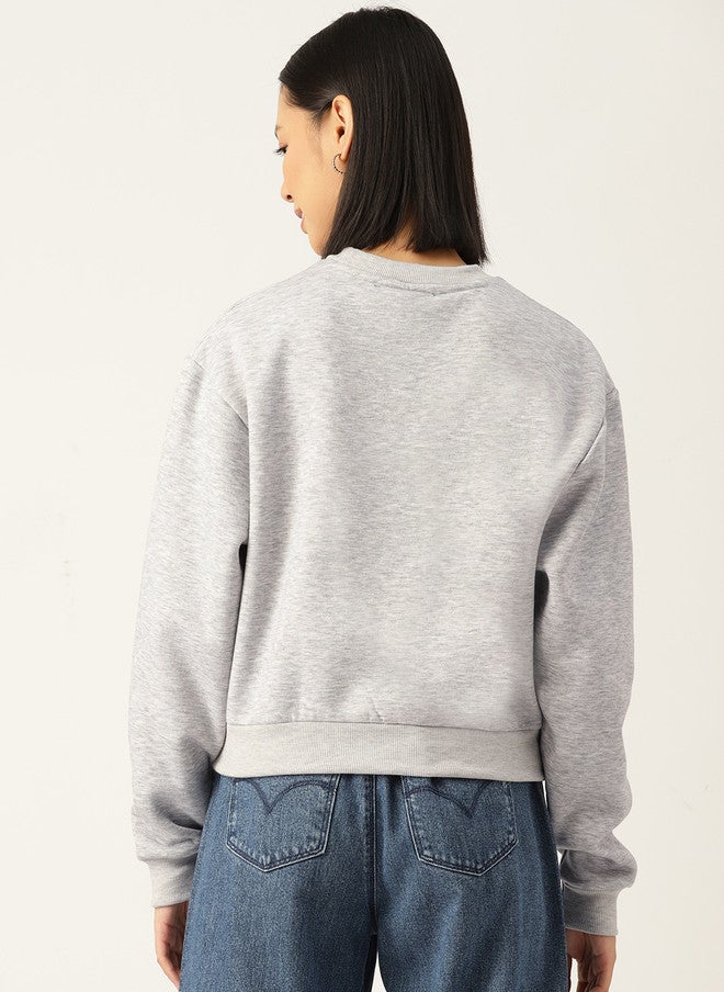 Rue Collection Solid Grey Sweatshirt for Women - Image 4