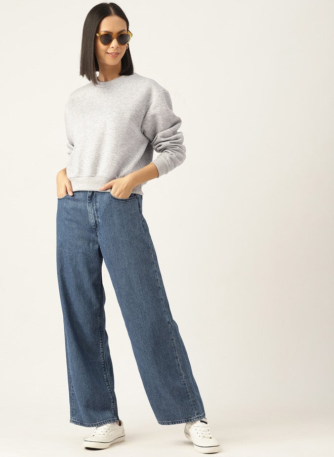 Rue Collection Solid Grey Sweatshirt for Women - Image 5