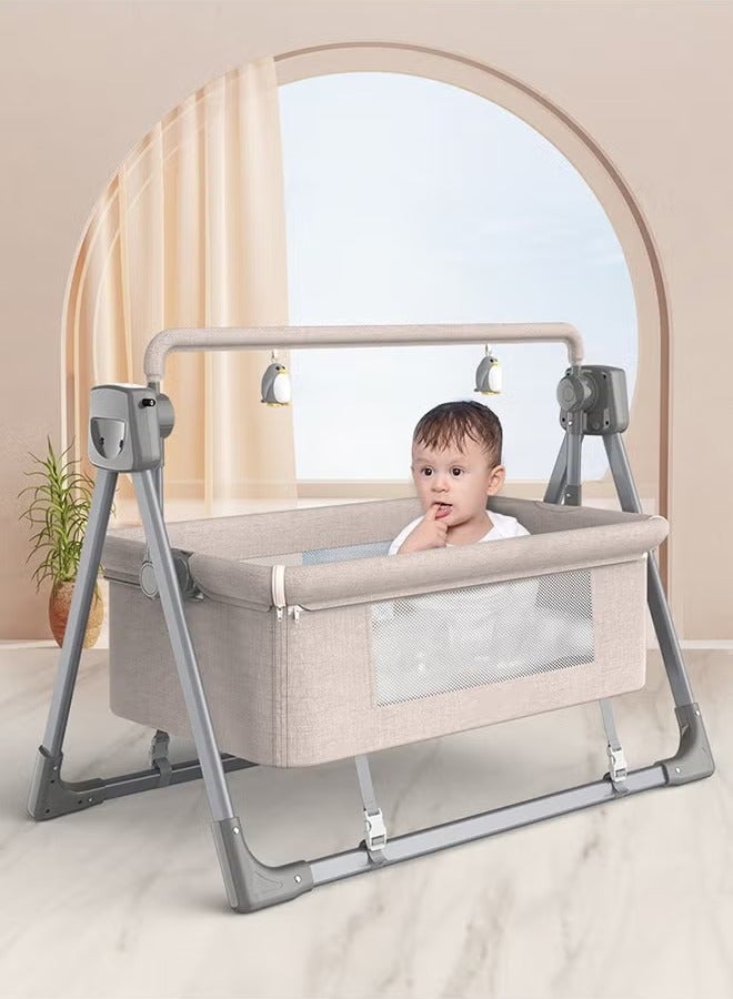Electric Baby Swing Rocker with Adjustable Recline - Automatic Rocking Crib for Newborns & Infants, Safe Baby Bed with Breathable Mesh