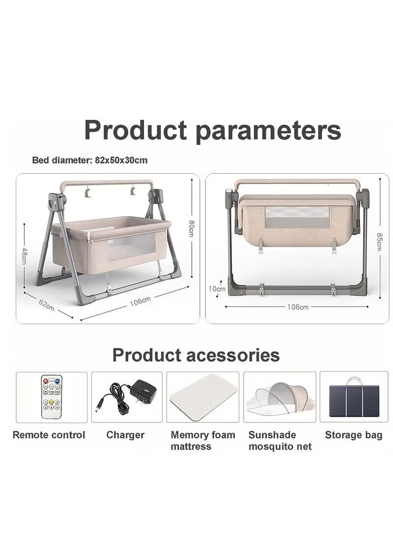 Electric Baby Swing Rocker with Adjustable Recline - Automatic Rocking Crib for Newborns & Infants, Safe Baby Bed with Breathable Mesh