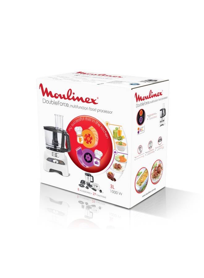 Moulinex Double Force Food Processor with 8 attachments, 27 functions, 3 L Bowl, 2 L Blender, 1000 W FP823125 Black / White - Image 3
