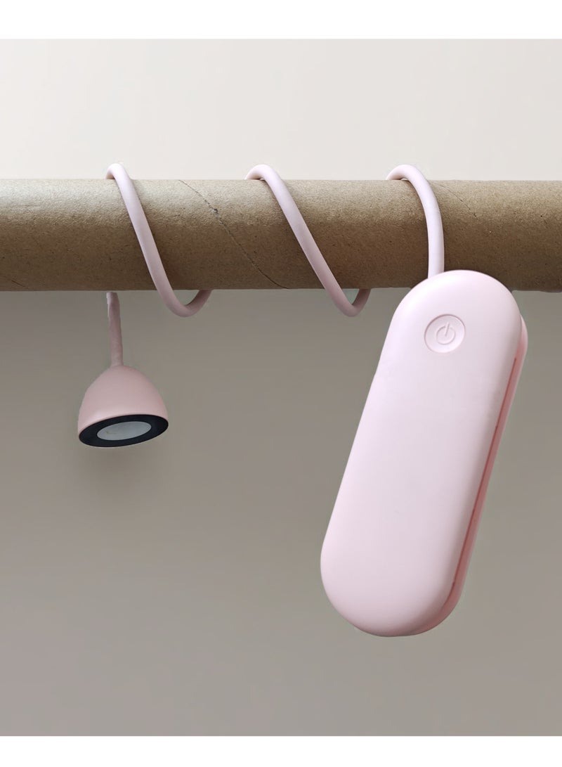 McmhyingPop 3-in-1 Book Lamp, Rechargeable Neck Reading light, Foldable Mini Desk Lamp, Night Light, Flashlight, Office Reading Lamp, 360-Degree Adjustable Flexible Gooseneck, Three Lighting Modes, 1800mAh Large Capacity Battery, Pink - Image 1
