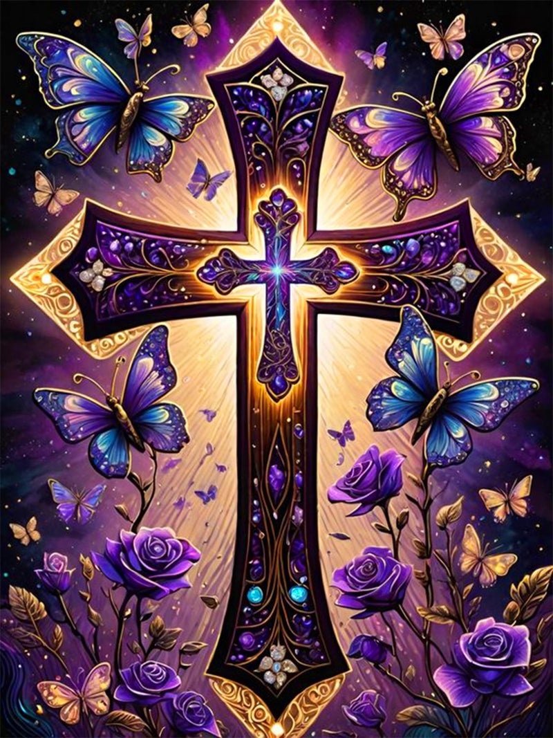 croshom Cross Diamond Art Kits for Adults-DIY 5D Religion Diamond Painting Kits for Adults Beginners, Full Drill Paint by Diamonds Art Painting Christ Crafts for Home Wall Art Decor 12x16in - Image 1