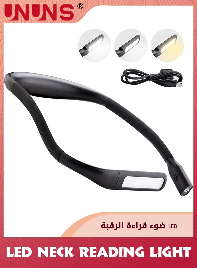 UNUNS LED Neck Reading Light,Book Light In Bed,Adjustable Brightness Desk Lamp,3 Color With Bendable Arms,Suitable For Repairing,Night Running,Walking,Knitting,Camping - Image 1