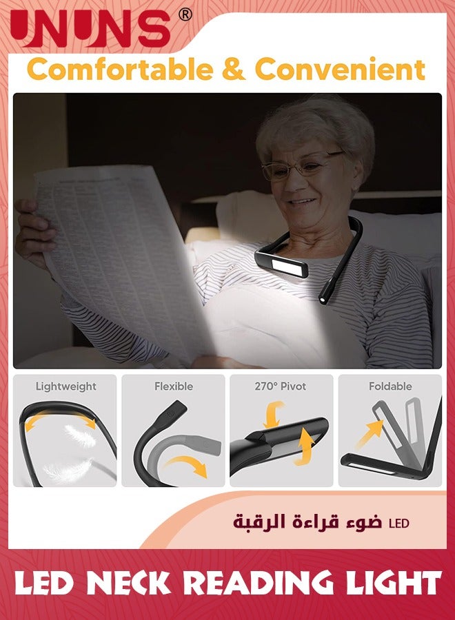UNUNS LED Neck Reading Light,Book Light In Bed,Adjustable Brightness Desk Lamp,3 Color With Bendable Arms,Suitable For Repairing,Night Running,Walking,Knitting,Camping - Image 5