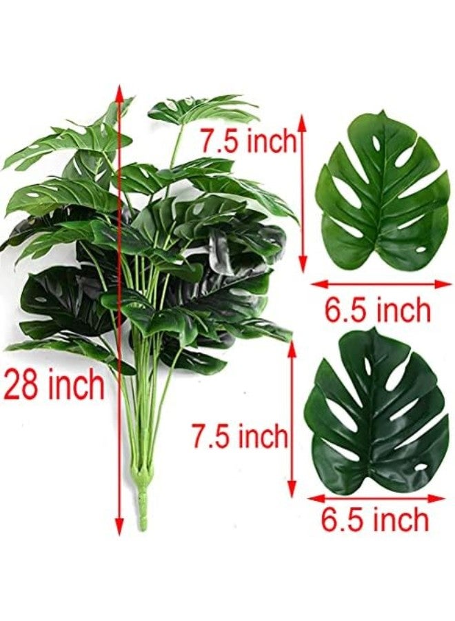 Artificial Monstera Deliciosa Plant，18 Leaves Artificial Tropical Monstera， Faux Fake Monstera Turtle Leaf Tropical Large Palm Tree Leaves Plant Outdoor UV Resistant Plastic Plants (D) - Image 3